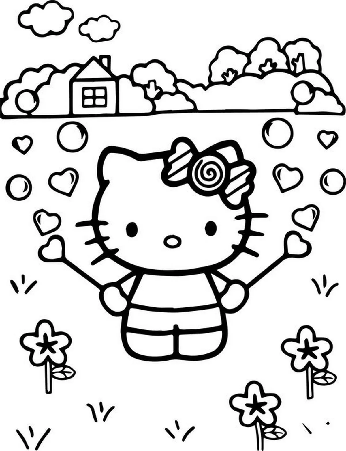 Tranh tô màu Hello Kitty dễ thương số 32