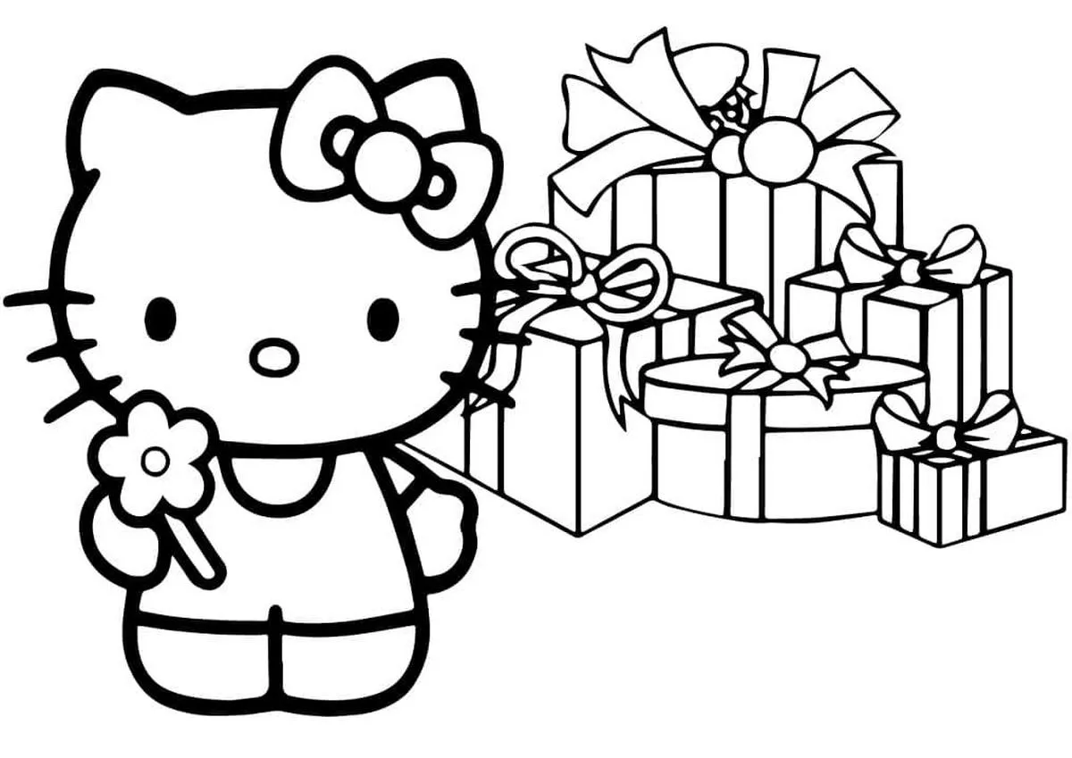 Tranh tô màu Hello Kitty dễ thương số 12