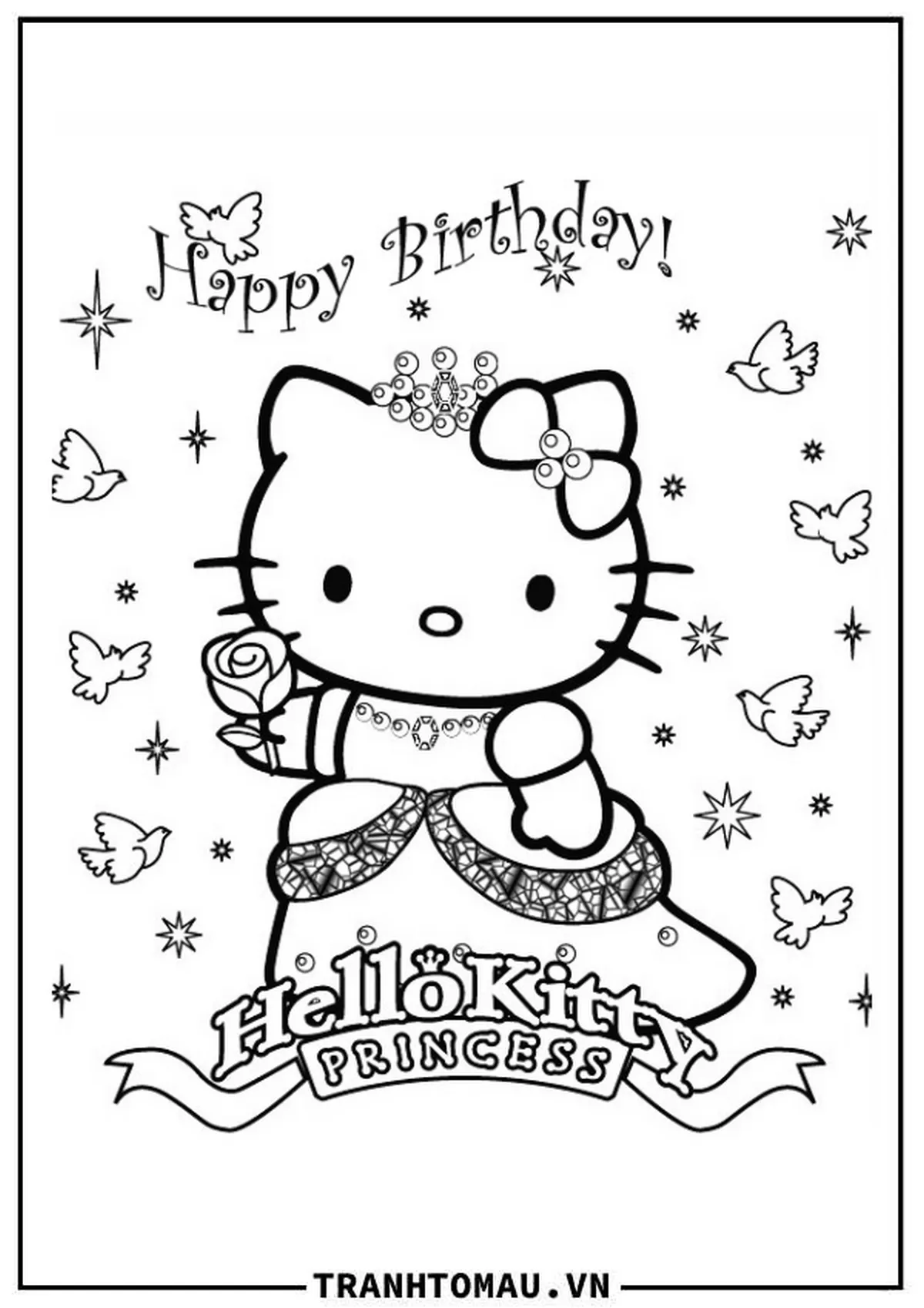 Tranh tô màu Hello Kitty dễ thương số 22