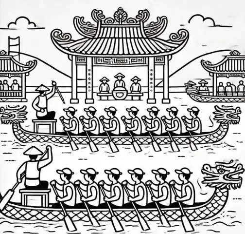 Bộ Sưu Tập Tranh Tô Màu Lễ Hội Đua Thuyền Đẹp