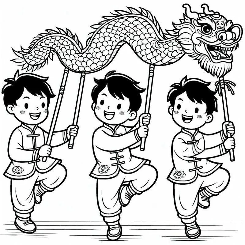 tranh tô màu múa lân 5