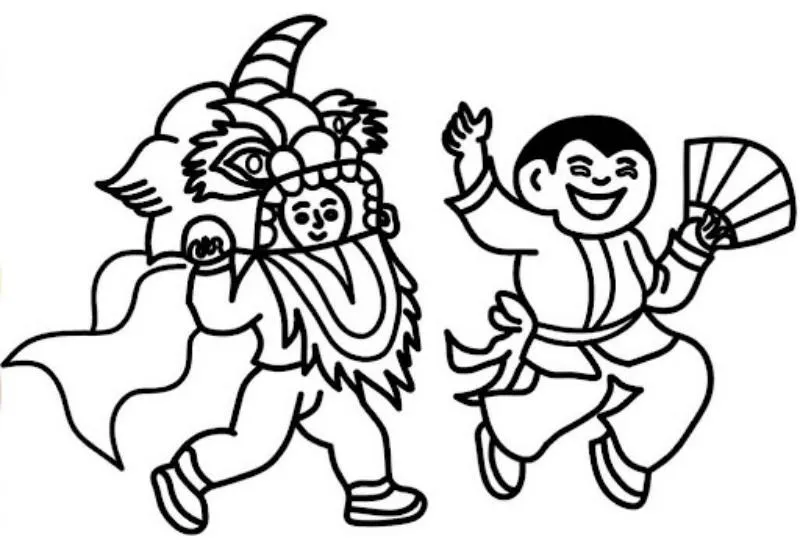 tranh tô màu múa lân 6