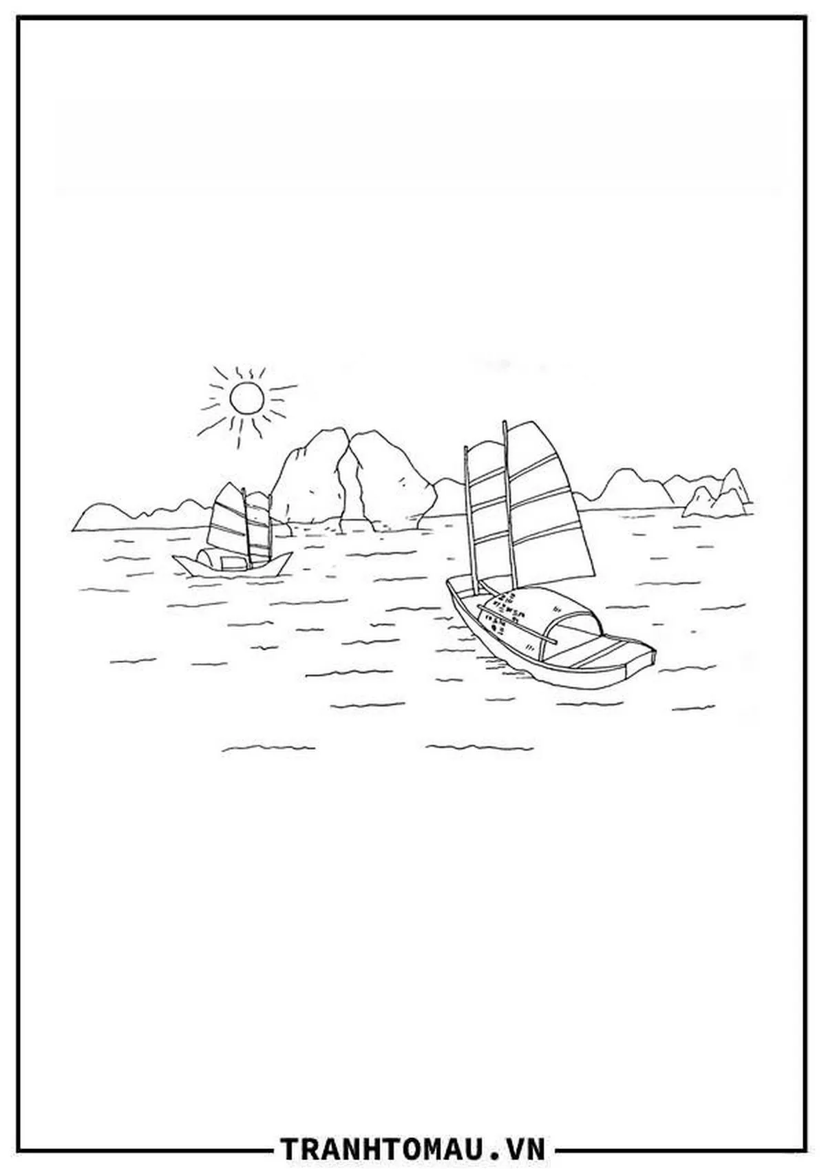 Hình vẽ sóng biển xô bờ đá