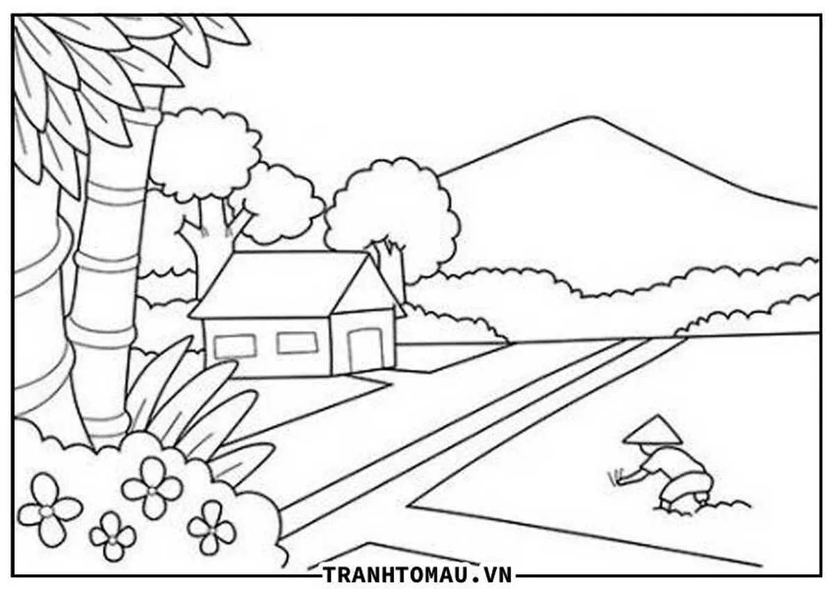 Tranh vẽ dòng sông và con đò nhỏ
