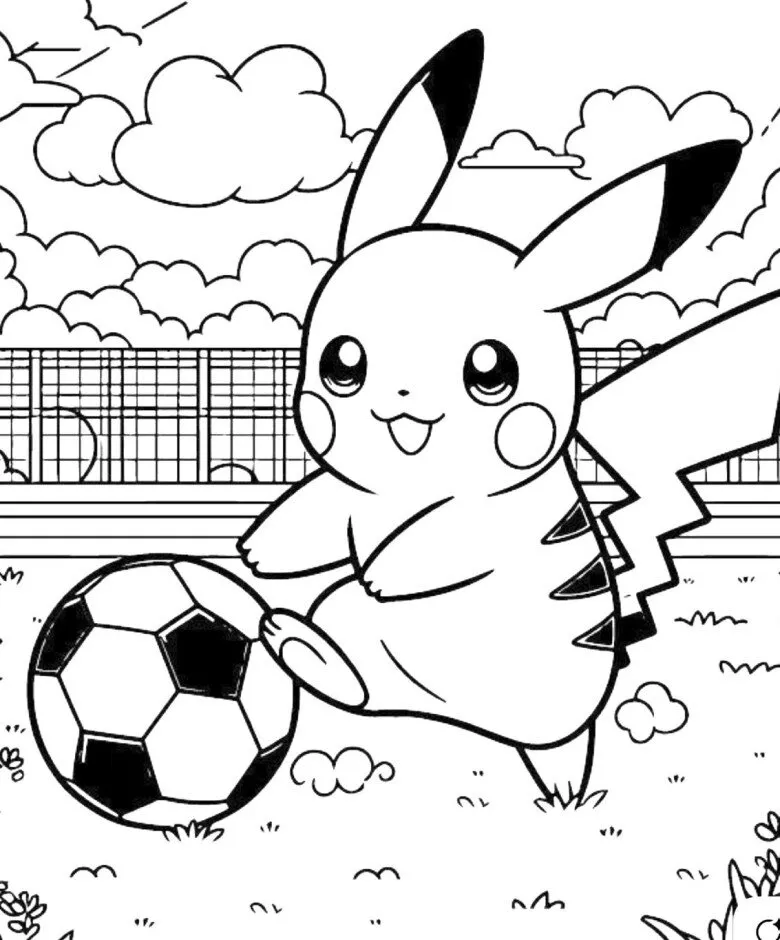 Pikachu đang nhảy cao với niềm vui