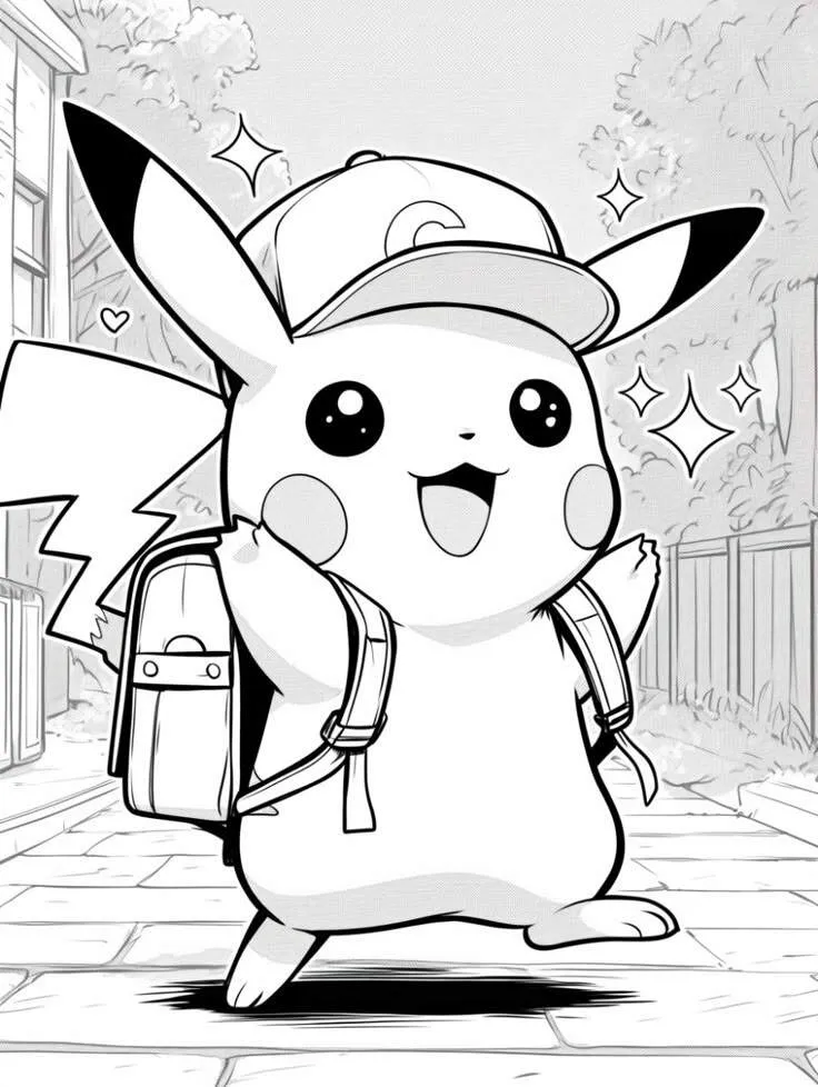 Pikachu với tư thế đứng nghiêng đầu tò mò