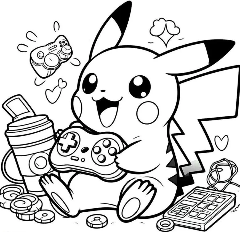 Pikachu trong tư thế ngồi xổm đáng yêu