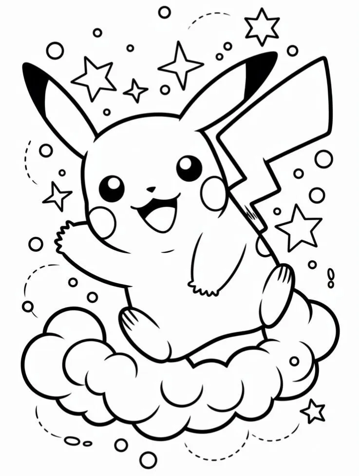 Pikachu ngồi với biểu cảm dễ thương