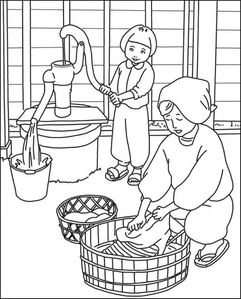 tranh tô màu quét dọn ngày tết 4