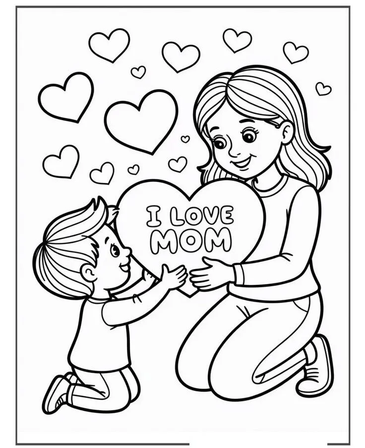 Tranh tô màu thiệp 8/3 với họa tiết hoa tulip