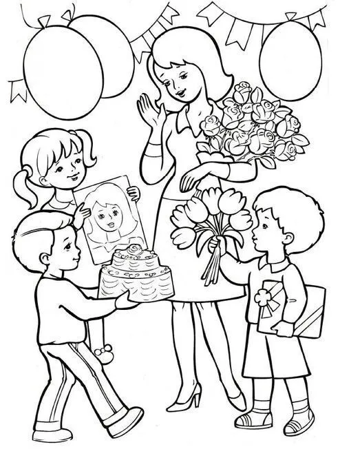 Tranh tô màu thiệp 8/3 với họa tiết hoa đào mùa xuân