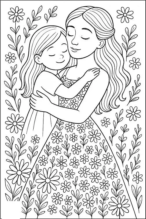 Mẫu tranh tô màu hoa hồng và lời chúc 8/3