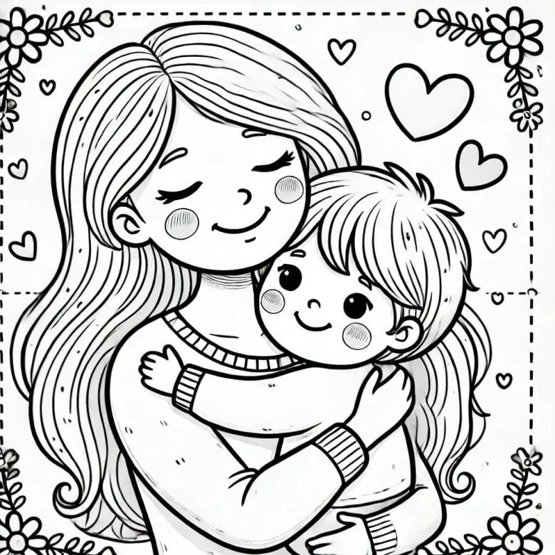 Tranh tô màu mẹ và bé cùng làm vườn