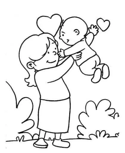 Tranh tô màu mẹ và bé cùng nấu ăn