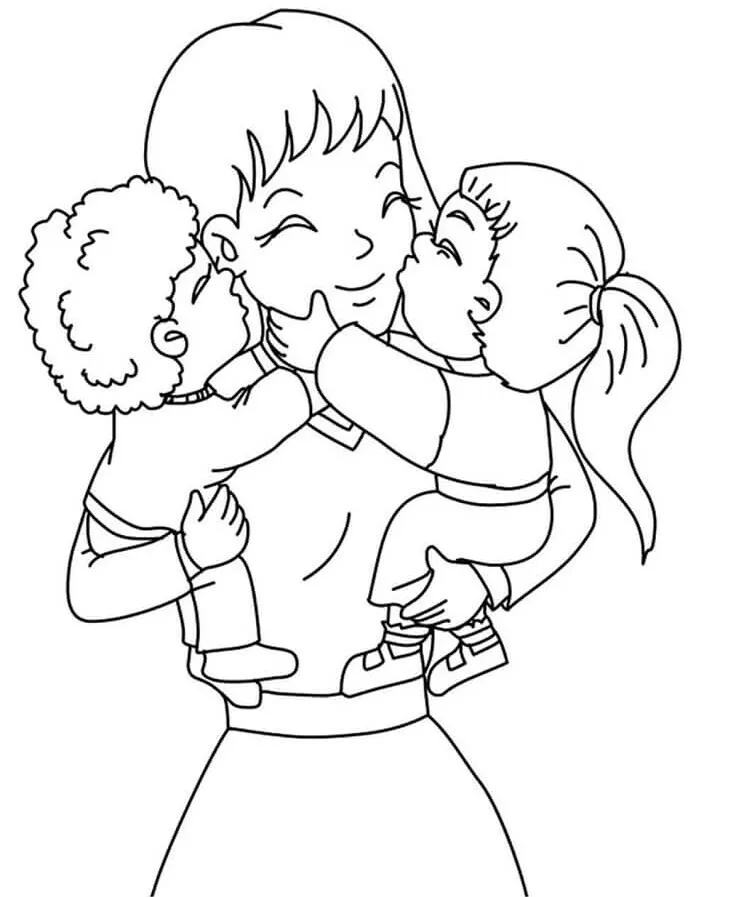 Tranh tô màu mẹ và bé cùng đọc sách