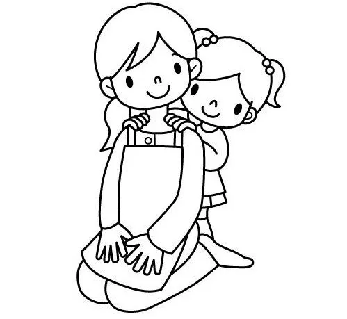 Tranh tô màu mẹ và bé cùng chơi đùa