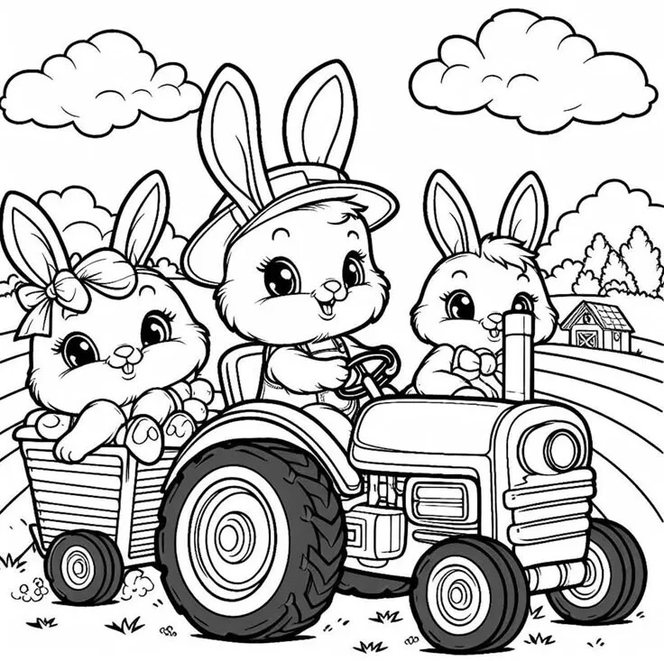 Tranh tô màu thỏ ôm trái tim, chủ đề tình yêu thương