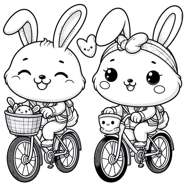 Hình ảnh con thỏ tô màu trong rổ trứng Phục Sinh