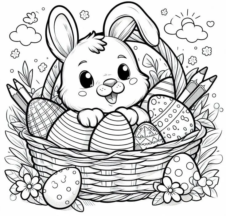 Tranh tô màu thỏ ngủ trên mặt trăng, phong cách đêm khuya