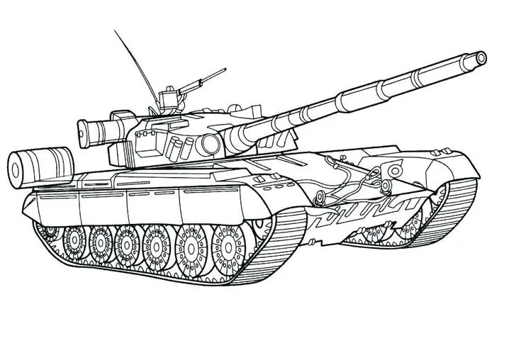 Mẫu tranh tô màu xe tăng quân sự trong bối cảnh thực tế cho bé