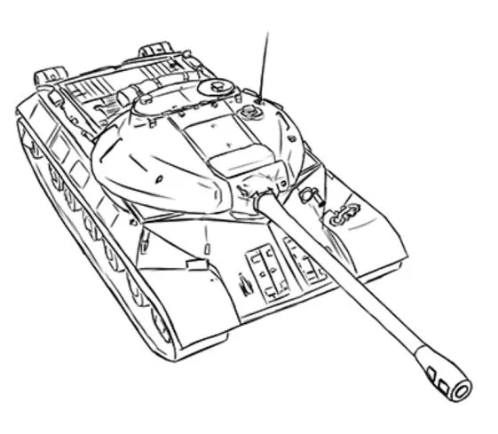 Mẫu vẽ xe tăng đơn giản cho trẻ mầm non tập làm quen với màu sắc