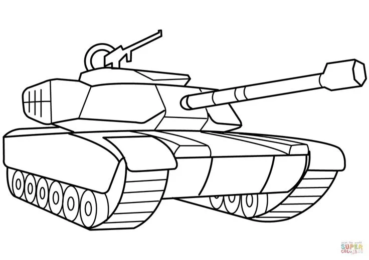 Bản vẽ xe tăng cơ động nhanh trong bộ tranh tô màu xe tăng cho bé