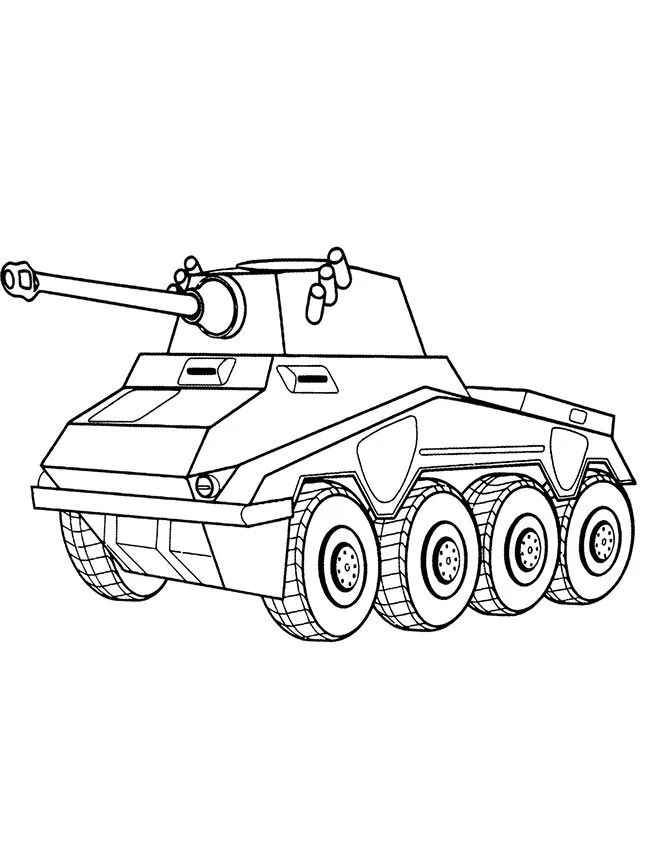 Tranh tô màu xe tăng phối cảnh rừng núi cho bé trai năng động