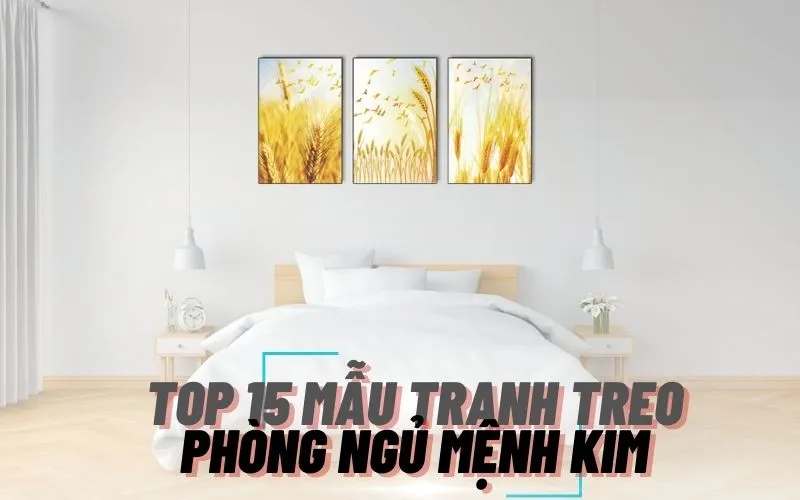 Tranh phong thủy mệnh Kim với gam màu vàng kim và trắng