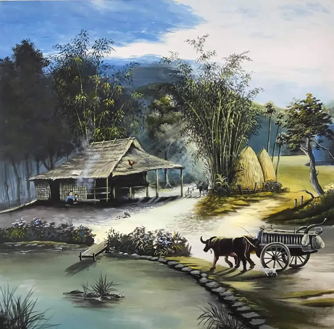Tranh tường đồng quê giúp không gian sống trở nên sinh động và có hồn hơn