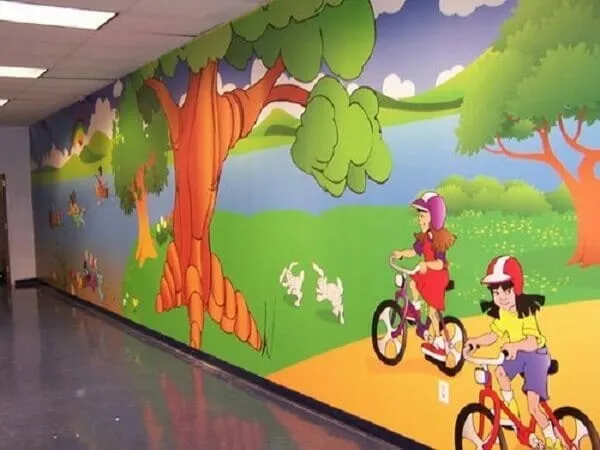 Tranh tường mầm non cô bé quàng khăn đỏ