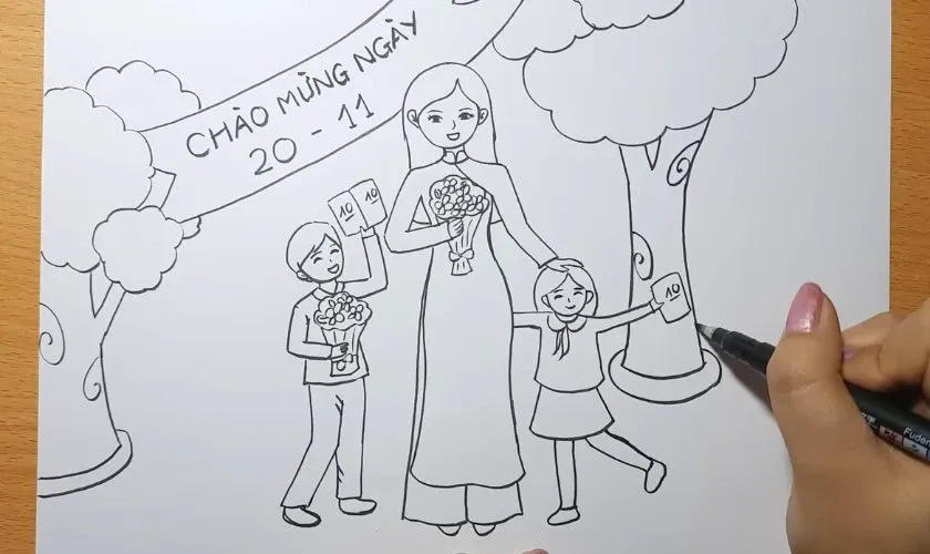 Tranh vẽ 20 11 đẹp cần sự tỉ mỉ và kiên trì của người vẽ