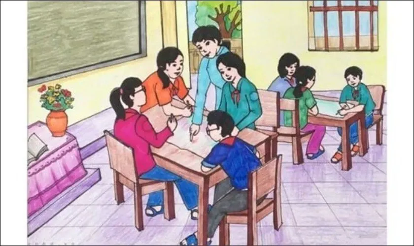 Tranh vẽ 20/11 trên giấy A4 nhỏ gọn và tinh tế dành cho học sinh