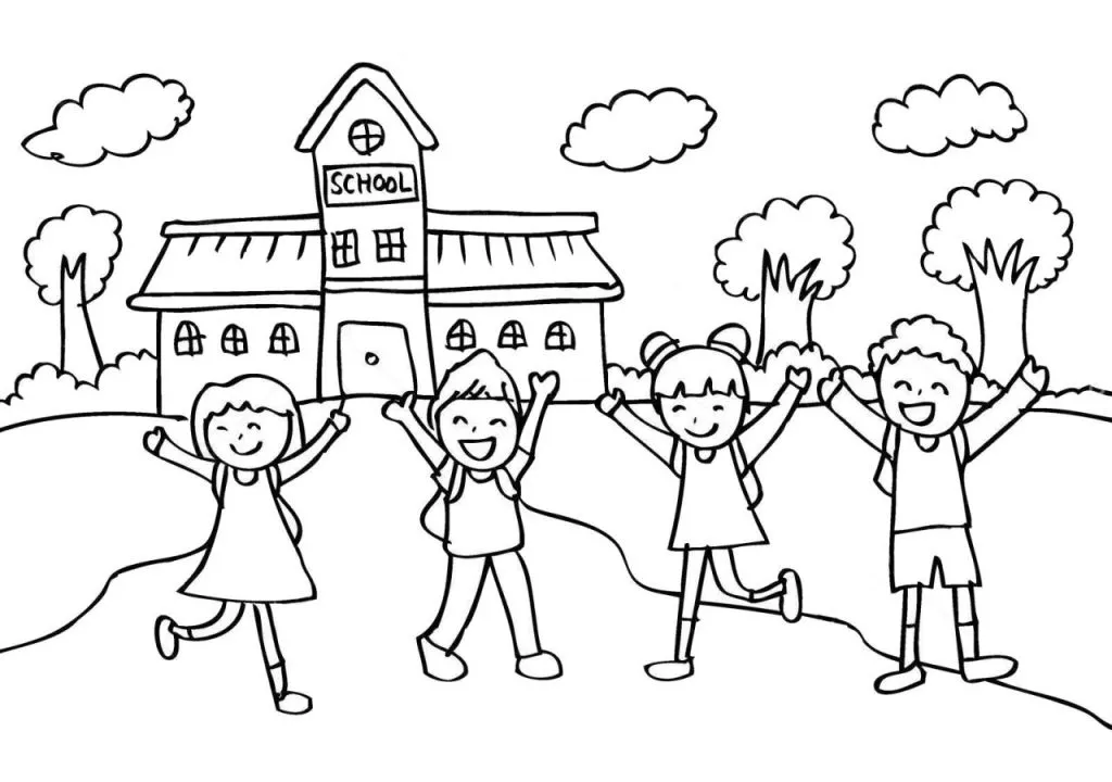 Tranh vẽ bé đến trường đầy màu sắc gợi lên niềm vui học tập