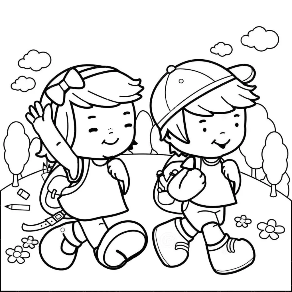 Tranh vẽ bé đến trường với nhiều hoạt động thú vị tại lớp học