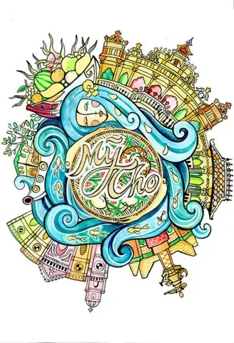 Tranh vẽ bến Ninh Kiều thành phố Cần Thơ với những con tàu du lịch nhộn nhịp