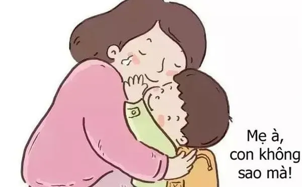 Tranh vẽ con an ủi mẹ