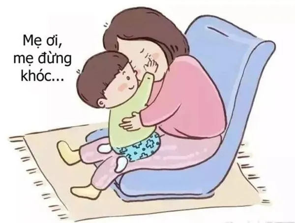 Tranh vẽ con yêu thương, dỗ mẹ khóc xúc động