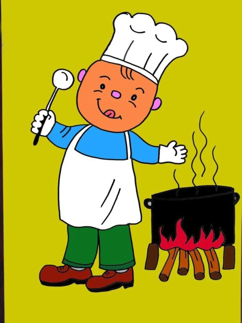 Tranh vẽ đầu bếp đơn giản và dễ thương cho bé tập tô