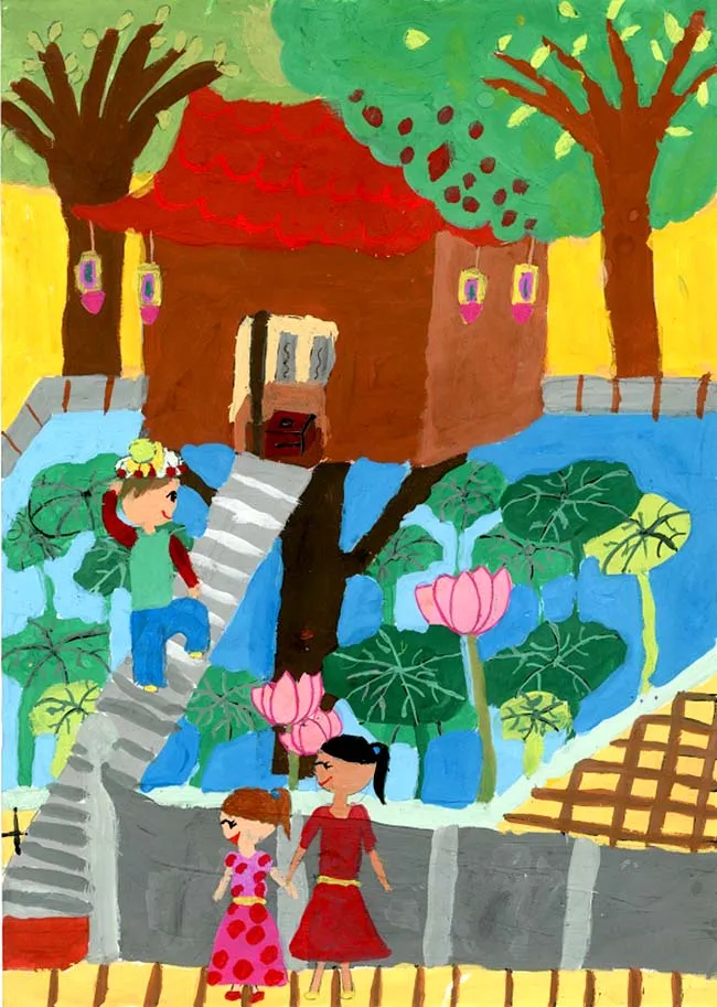 Tranh vẽ chùa một cột - em Trình Hồng Vân Khánh