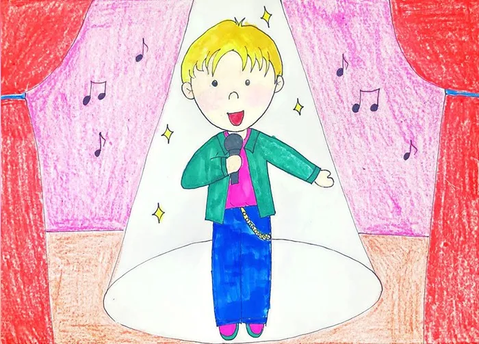 Tranh vẽ đơn giản về đi học hát vào mùa hè