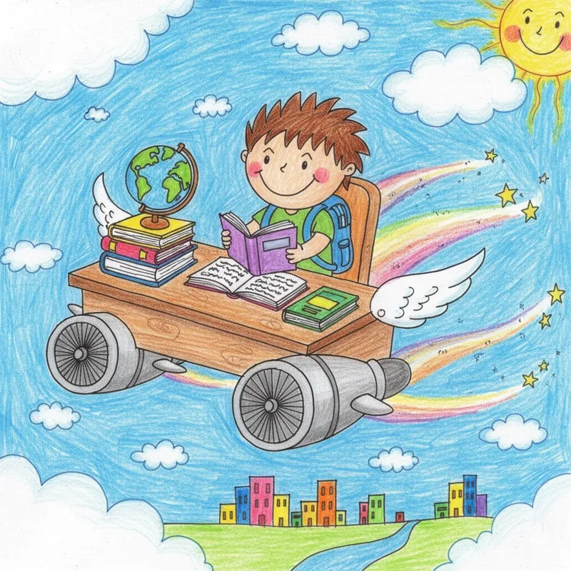 Tranh vẽ góc học tập của em