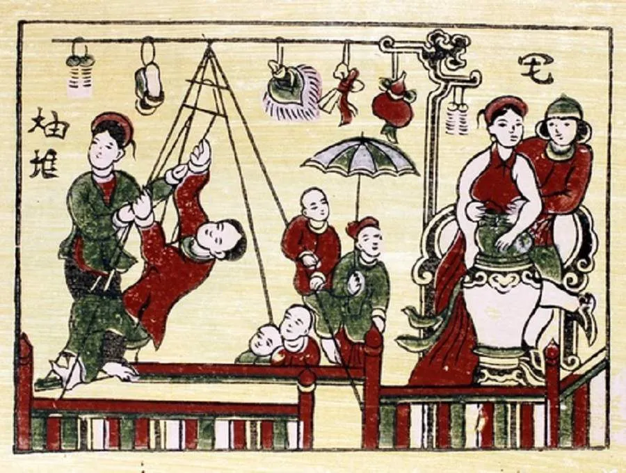 Tranh vẽ lễ hội dân gian việt nam qua các trò chơi