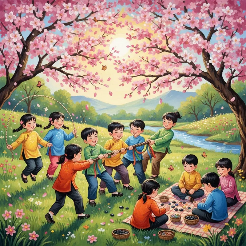 Tranh vẽ mùa xuân rực rỡ sắc màu khiến người xem thấy phấn chấn