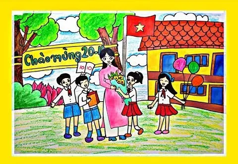 Tranh vẽ ngày nhà giáo Việt Nam 20 11 ghi lại những khoảnh khắc đời thường