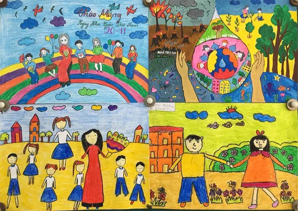 Tranh vẽ ngày nhà giáo Việt Nam 20 11 về các hoạt động văn nghệ chào mừng