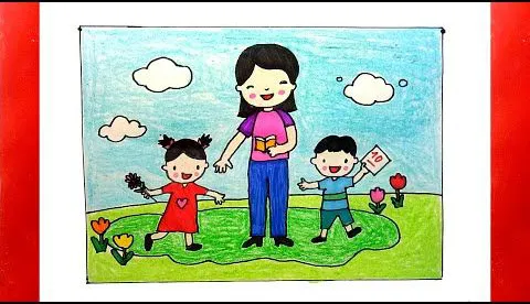 Tranh vẽ ngày nhà giáo Việt Nam 20 11 với màu sắc rực rỡ của các bé