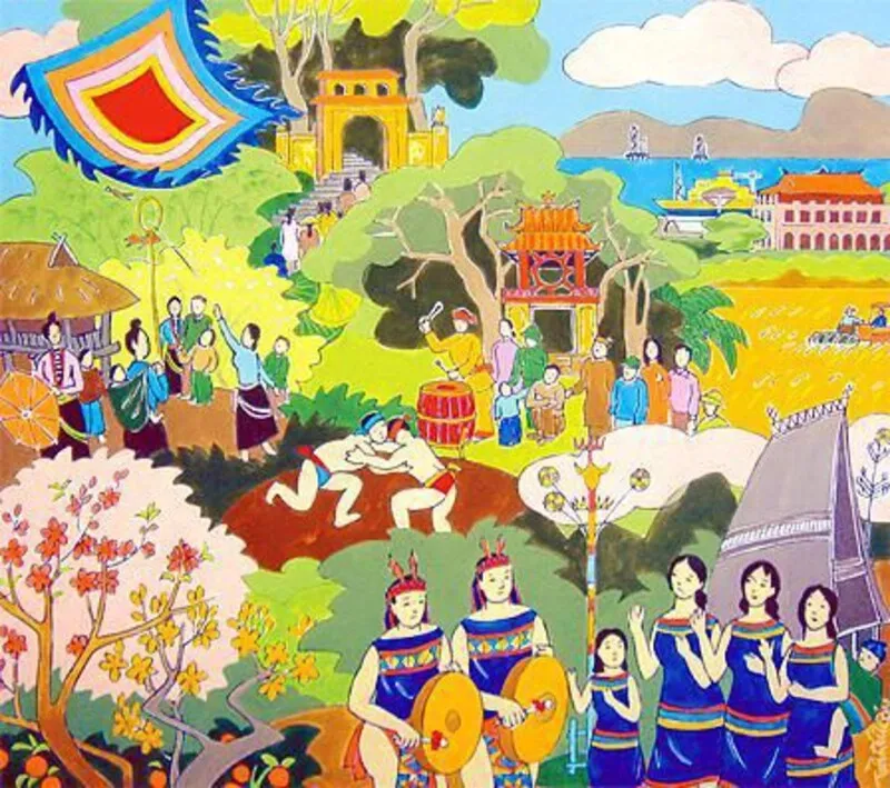 Tranh vẽ nghề đan lát thủ công mỹ nghệ tinh tế