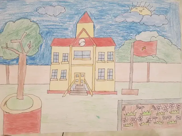 Tranh vẽ ngôi trường của bé tràn đầy năng lượng