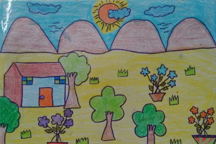 Tranh vẽ ngôi trường của em đầy sáng tạo