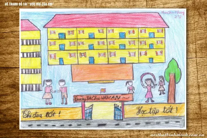 Tranh vẽ ngôi trường trong mơ của học sinh